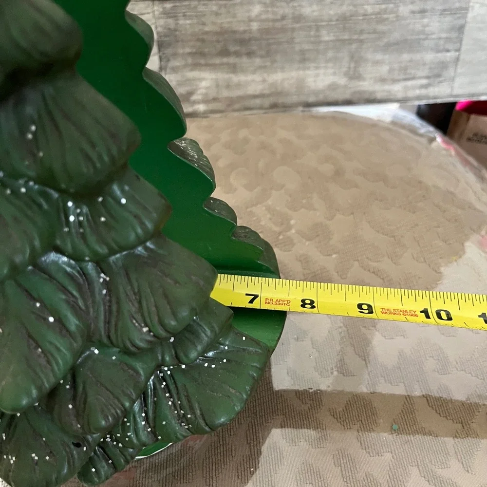 Vintage Holland Mold Ceramic Christmas Tree Napkin Holder Green Holly Berry 9in